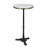 Table de Bistrot en Marbre Italien Blanc de Carrare, Haute de Bar, 51 cm de Diamètre