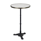 Table de Bistrot en Marbre Italien Blanc de Carrare, Haute de Bar, 61 cm de Diamètre