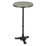 Table de bistrot française en granit rose et gris, hauteur bar, diamètre 51 cm