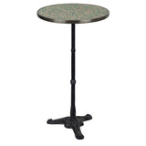 Table de bistrot française en granit rose et gris, hauteur bar, 61 cm de diamètre