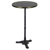 Table de bistrot française en granit noir, hauteur bar, 61 cm de diamètre