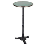 Table de bistrot française en granit vert, hauteur bar, diamètre 51 cm