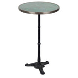 Table de bistrot française en granit vert, hauteur bar, 61 cm de diamètre