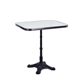 Table de Bistrot en Céramique Blanche, 51 cm x 76 cm, avec Coins Arrondis
