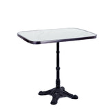 Table de Bistrot en Céramique Blanche, 61 cm x 76 cm, avec Coins Arrondis