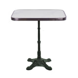 Table de Bistrot en Céramique Blanche, 61 cm x 76 cm, avec Coins Arrondis