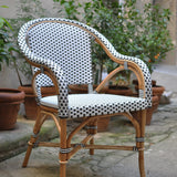 Fauteuil Paris French Bistro en Rotin - Petits Carrés - Blanc/Noir