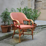 Fauteuil de Bistrot en Rotin Cannes - Diamants Inversés - Or/Rouge