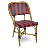 Chaise de Bistrot en Rotin Biarritz - Flèches et Rayures - Bleu Marine/Rouge