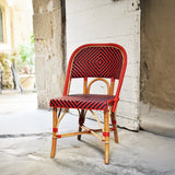 Chaise de Bistrot Française en Rotin Valence - Gros Diamants - Rouge/Bleu Marine