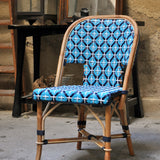 Chaise Bistro en Rotin Saint Tropez - Les Croix - Bleu Ciel/Bleu Marine/Blanc