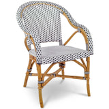 Fauteuil Paris French Bistro en Rotin - Petits Carrés - Blanc/Noir