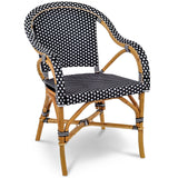 Fauteuil Paris French Bistro en Rotin - Petits Carrés - Noir/Blanc