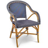 Fauteuil Paris Bistro en Rotin - Petits Carrés - Bleu Marine/Blanc