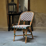 Chaise de Bistrot Française en Rotin Biarritz - Fleurs - Blanc/Vert/Orange