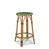 Tabouret de Comptoir en Rotin Valence French Bistro - Croix - Vert/Bleu Marine/Blanc