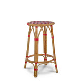 Tabouret de Comptoir en Rotin Valence French Bistro - Croix - Rouge/Bleu Marine/Blanc