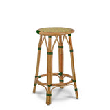 Tabouret de Comptoir en Rotin Valence French Bistro - Panier - Jaune/Vert/Or