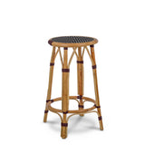 Tabouret de Comptoir en Rotin Valence French Bistro - Grands Losanges Inversés - Noir/Blanc