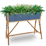Jardinière en Rotin Bistrot Français Lyon - Petits Carrés - Bleu Marine/Blanc