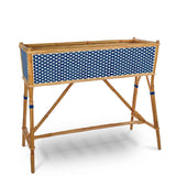 Jardinière en Rotin Bistrot Français Lyon - Petits Carrés - Bleu Marine/Blanc