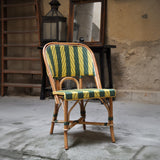 Chaise Bistro en Rotin Biarritz - Flèches et Rayures - Vert/Jaune