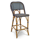 Chaise de Bar en Rotin Bistrot Français Valence - Croix - Vert/Bleu Marine/Blanc
