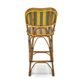 Chaise de Bar en Rotin Bistrot Français Valence - Flèches et Rayures - Jaune/Vert/Doré