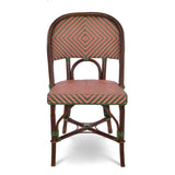Chaise de Bistrot Française en Rotin Valence - Gros Diamants - Vert/Rose - Teinté