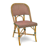 Chaise de Bistrot en Rotin Français Valence - Gros Diamants - Vert/Rose - Tissage Simple - Vert