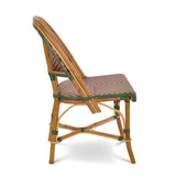 Chaise de Bistrot en Rotin Français Valence - Gros Diamants - Vert/Rose - Tissage Simple - Vert