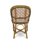 Chaise de Bistrot Française en Rotin Biarritz - Fleurs - Blanc/Vert/Orange