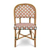 Chaise de Bistrot Française en Rotin Biarritz - Fleurs - Blanc/Vert/Orange