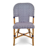Chaise de Bistrot Française en Rotin Saint Tropez - Tressage - Bleu Marine/Blanc