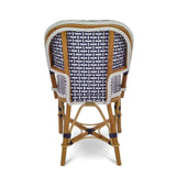 Chaise de Bistrot Française en Rotin Saint Tropez - Tressage - Bleu Marine/Blanc