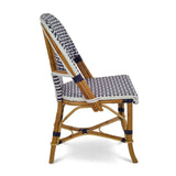 Chaise de Bistrot Française en Rotin Saint Tropez - Tressage - Bleu Marine/Blanc