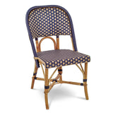 Chaise de Bistrot en Rotin Français Valence - Grands Carrés - Bleu Marine/or - Tissage Simple - Bleu Marine