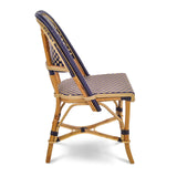 Chaise de Bistrot en Rotin Français Valence - Grands Carrés - Bleu Marine/or - Tissage Simple - Bleu Marine