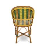 Chaise Bistro en Rotin Biarritz - Flèches et Rayures - Vert/Jaune