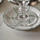 Sous-Verre/Soucoupe à Absinthe en Porcelaine, 1f25, Vert/Argent, avec Lignes