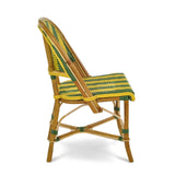 Chaise Bistro en Rotin Biarritz - Flèches et Rayures - Vert/Jaune