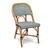 Chaise de Bistrot Française en Rotin Valence - Tressage - Argent/Vert/Noir
