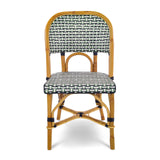 Chaise de Bistrot Française en Rotin Valence - Tressage - Argent/Vert/Noir