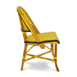Chaise de Bistrot Française en Rotin Valence - Petits Carrés - Jaune/Noir