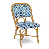 Chaise de Bistrot Française en Rotin Valence - Les Croix - Blanc/Bleu Marine/Bleu Ciel