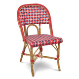 Chaise de Bistrot Française en Rotin Valence - Les Croix - Rouge/Bleu Marine/Blanc