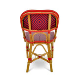 Chaise de Bistrot Française en Rotin Valence - Gros Diamants - Rouge/Bleu Marine