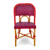 Chaise de Bistrot Française en Rotin Valence - Gros Diamants - Rouge/Bleu Marine