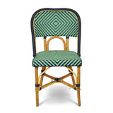 Chaise Bistrot en Rotin Valence - Diamants, Grande - Jade/Bleu Marine - Tissage Simple - Bleu Marine