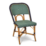 Chaise Bistrot en Rotin Valence - Diamants, Grande - Jade/Bleu Marine - Tissage Simple - Bleu Marine